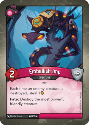 Embellish Imp, a KeyForge card illustrated by Natalie Russo