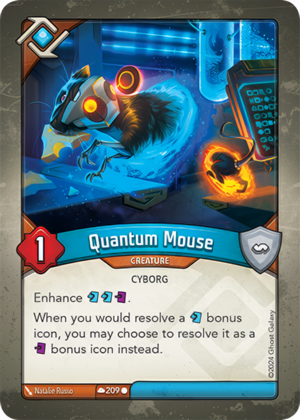 Quantum Mouse, a KeyForge card illustrated by Natalie Russo