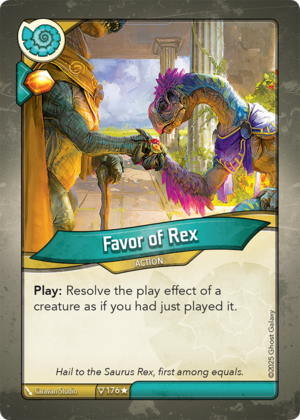 Favor of Rex, a KeyForge card illustrated by Caravan Studio