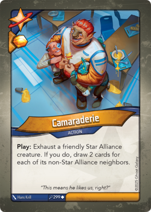 Camaraderie, a KeyForge card illustrated by Hans Krill