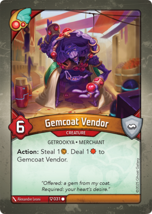 Gemcoat Vendor, a KeyForge card illustrated by Alexandre Leoni