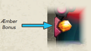 Aember bonus in the upper left corner of a KeyForge card
