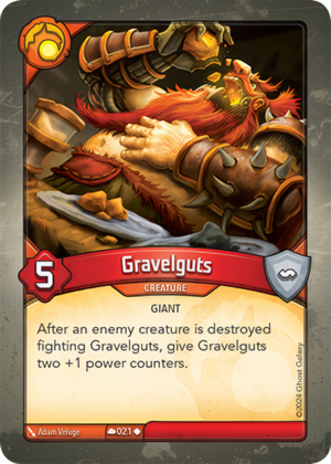 Gravelguts, a KeyForge card illustrated by Adam Vehige