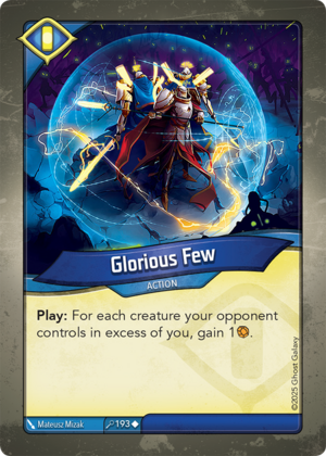 Glorious Few, a KeyForge card illustrated by Matthew Mizak