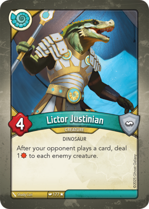Lictor Justinian, a KeyForge card illustrated by Dinosaur