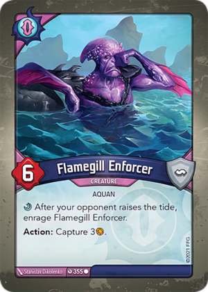 Flamegill Enforcer, a KeyForge card illustrated by Stanislav Dikolenko