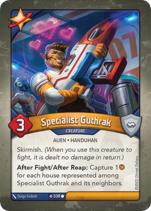 Specialist Guthrak, a KeyForge card illustrated by Diego Gisbert