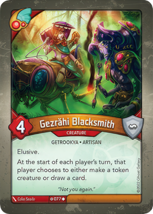 Gezrăhi Blacksmith, a KeyForge card illustrated by Colin Searle