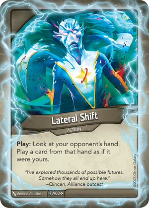 Lateral Shift (Anomaly), a KeyForge card illustrated by Andreas Zafiratos