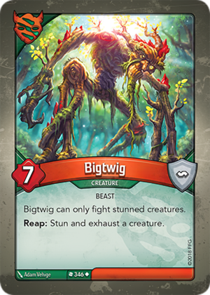 Bigtwig, a KeyForge card illustrated by Adam Vehige