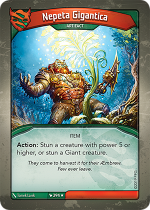Nepeta Gigantica, a KeyForge card illustrated by Tomek Larek