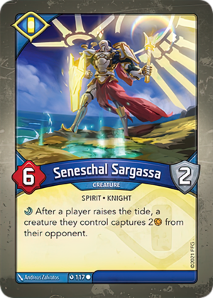 Seneschal Sargassa, a KeyForge card illustrated by Andreas Zafiratos