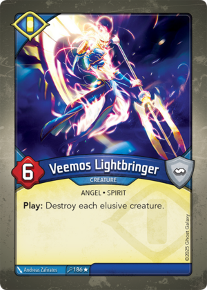 Veemos Lightbringer, a KeyForge card illustrated by Andreas Zafiratos