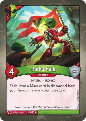 Borka Rikk (Ironyx Rebels), a KeyForge card illustrated by Ghais Ramadhani