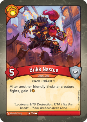 Brikk Nastee, a KeyForge card illustrated by Michele Giorgi