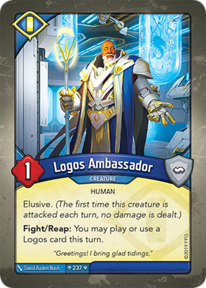 Logos Ambassador, a KeyForge card illustrated by David Auden Nash