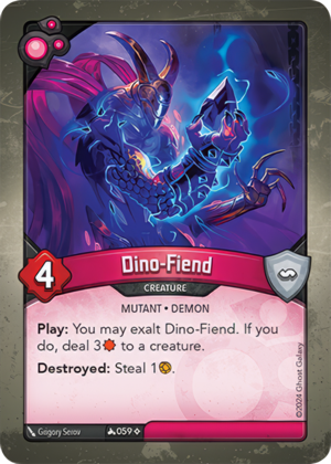 Dino-Fiend, a KeyForge card illustrated by Grigory Serov