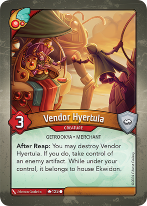 Vendor Hyertula, a KeyForge card illustrated by Jeferson Cordeiro