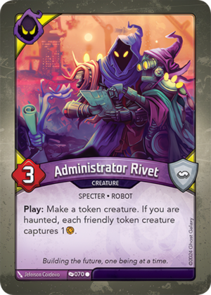 Administrator Rivet, a KeyForge card illustrated by Jeferson Cordeiro