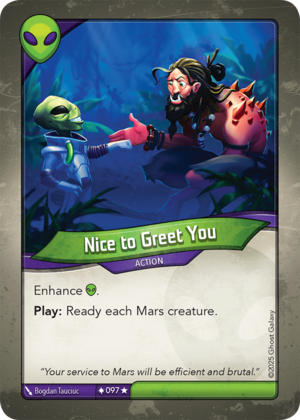Nice to Greet You, a KeyForge card illustrated by Bogdan Tauciuc