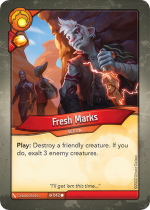 Fresh Marks, a KeyForge card illustrated by Caravan Studio