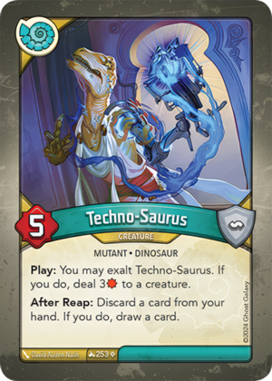 Techno-Saurus, a KeyForge card illustrated by David Auden Nash