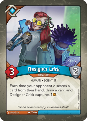 Designer Crick, a KeyForge card illustrated by Human