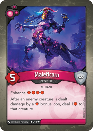 Maleficorn, a KeyForge card illustrated by Konstantin Porubov
