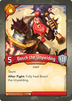 Bosch the Unyielding, a KeyForge card illustrated by Rodrigo Camilo