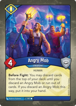 Angry Mob, a KeyForge card illustrated by Vladimir Kafanov