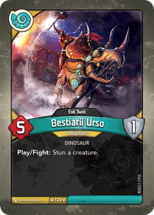 Bestiarii Urso (Evil Twin), a KeyForge card illustrated by Sean Donaldson