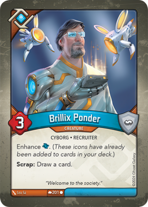Brillix Ponder, a KeyForge card illustrated by Leo Sá